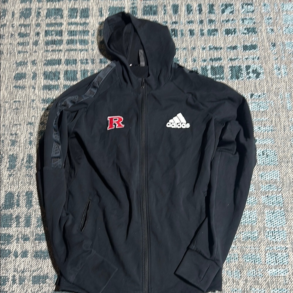 Adidas Black Windbreaker Jacket with Hood